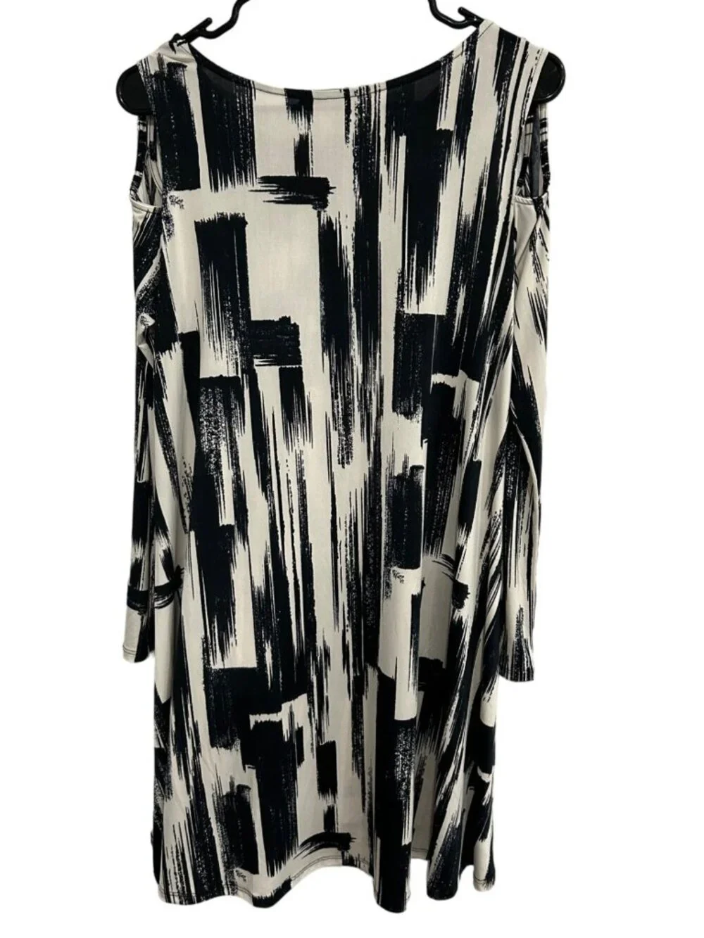Ariella Women's Black & White Abstract Cold Shoulder Dress Size M